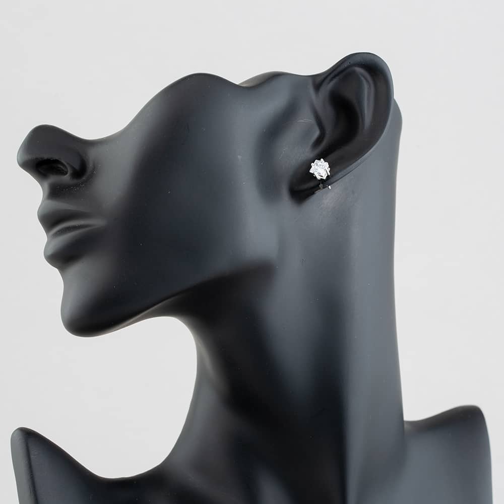 Silver 5mm Square Cubic Zirconia Stud Earrings 8-58-3319