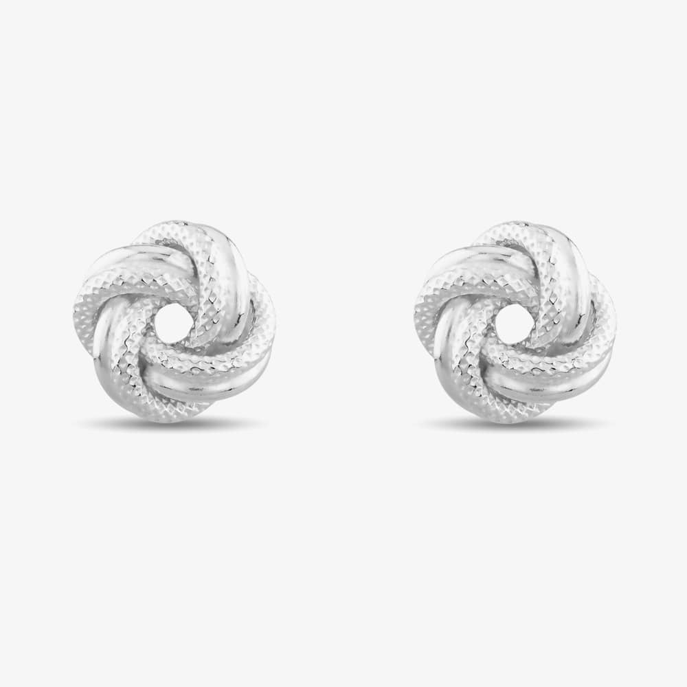Silver Textured Knot Stud Earrings 8-55-6429
