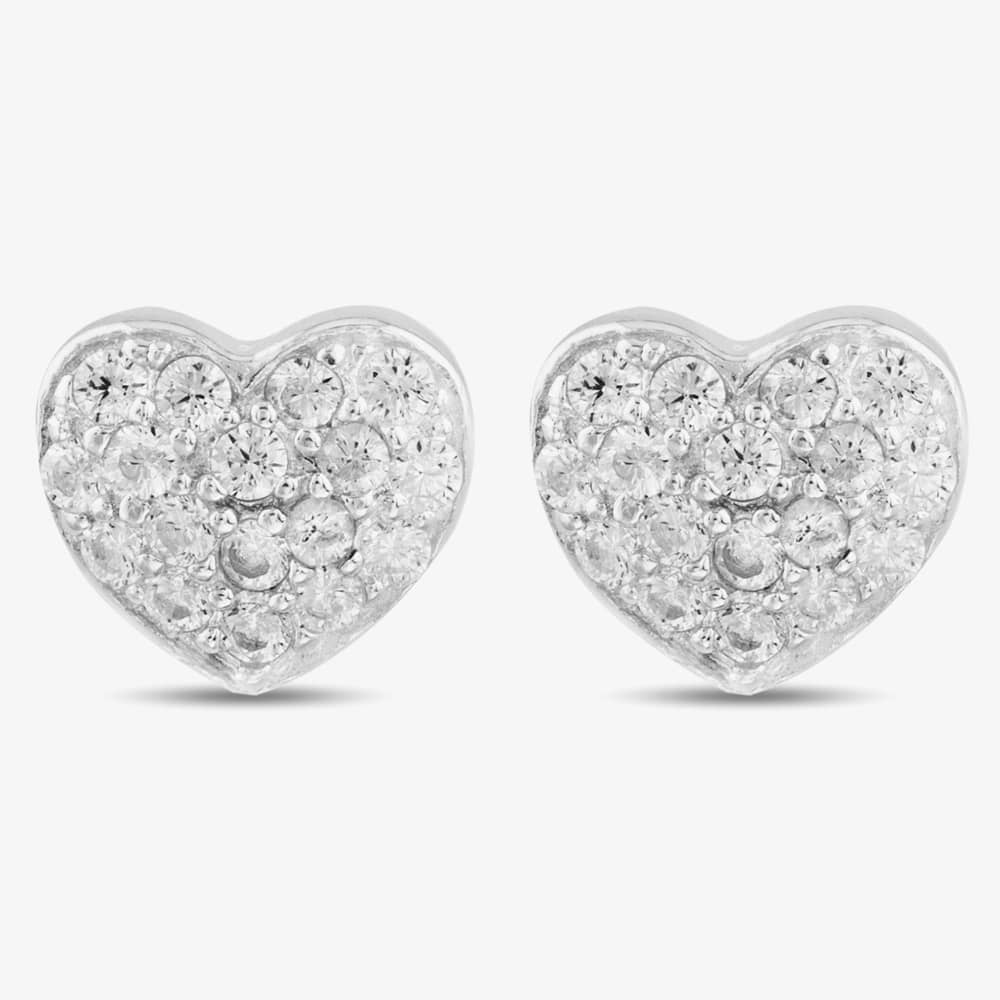 Silver Cubic Zirconia Heart Stud Earrings E4015C