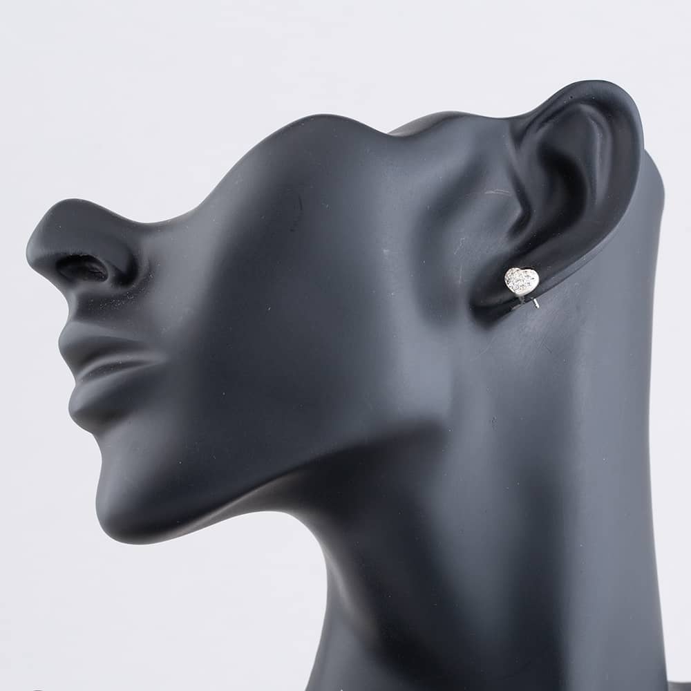Silver Cubic Zirconia Heart Stud Earrings E4015C
