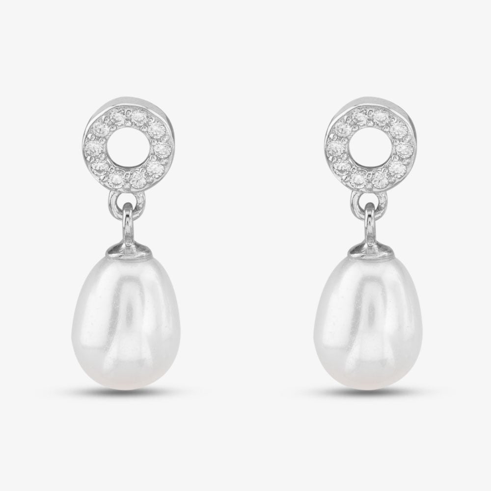 Sterling Silver 7-7.5mm Freshwater Pearl Dropper Earrings EOW70063FW