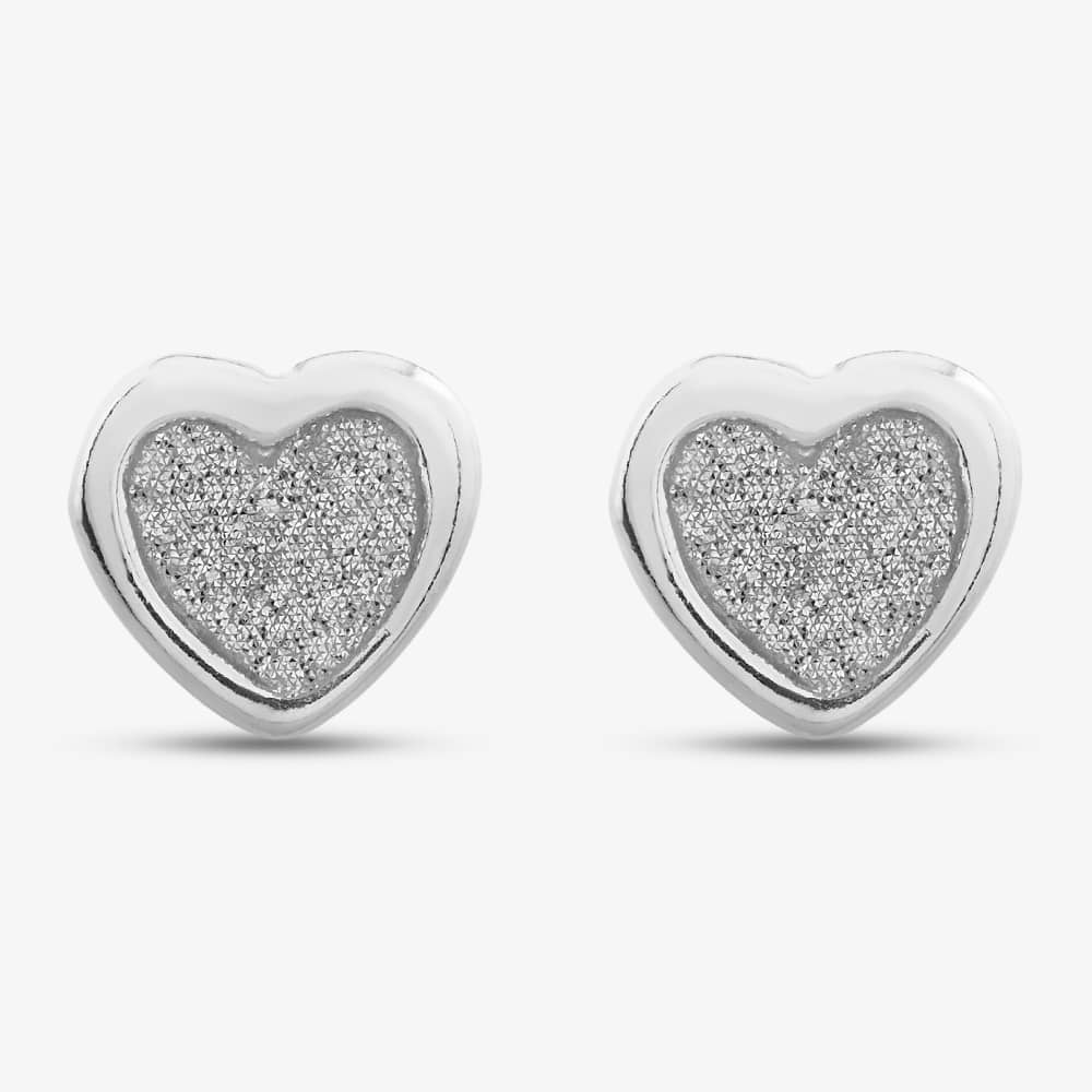 Sterling Silver Stardust Heart Stud Earrings 8.55.8669
