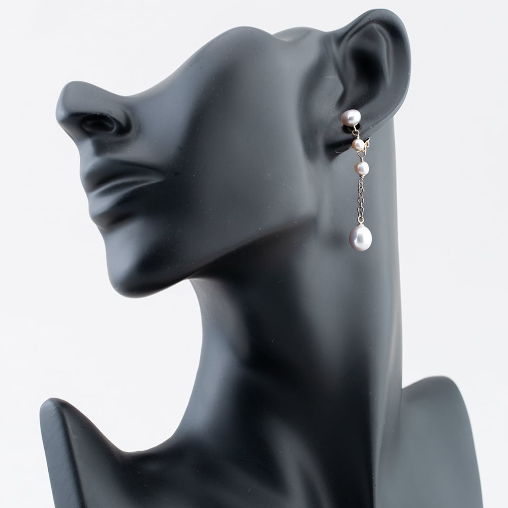 Sterling Silver Grey Pearl Dropper Earrings 918 GREY