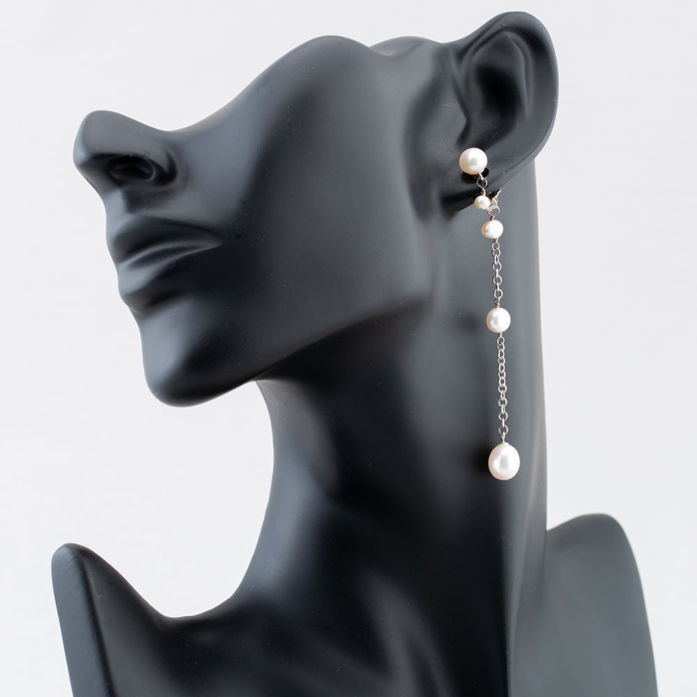 Sterling Silver White Pearl Dropper Earrings 918 WHITE