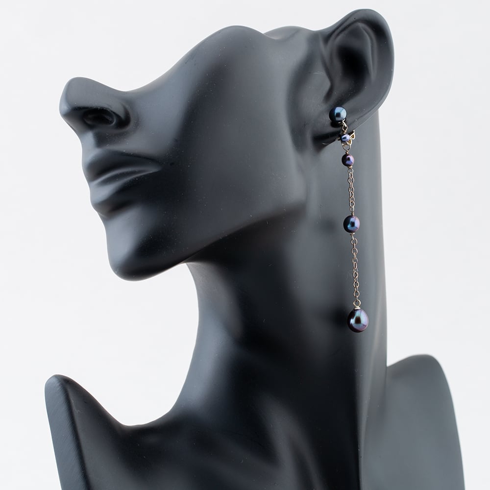 Sterling Silver Peacock Pearl Dropper Earrings 918 PEACOCK