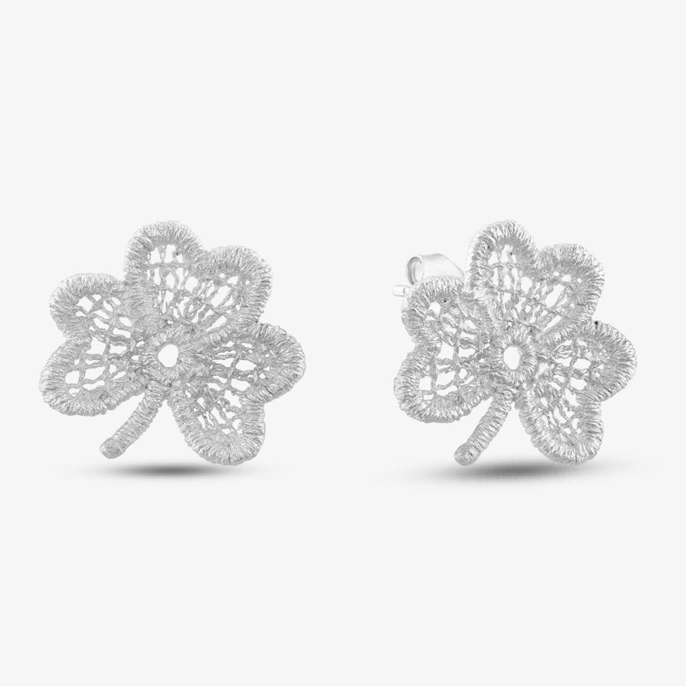 Product photograph of Sterling Silver Lace Stud Earrings 322-ag-1 from The Jewel Hut