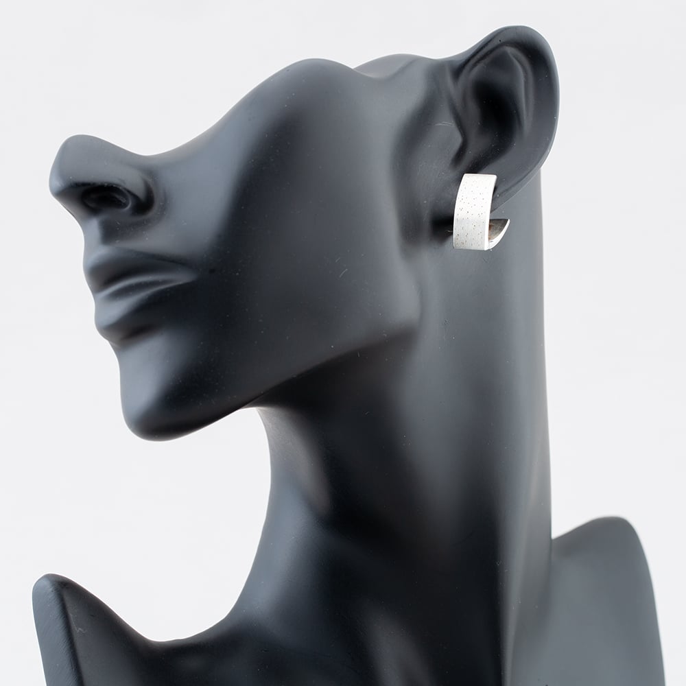 Sterling Silver Textured V Shape Hoop Earrings 11383