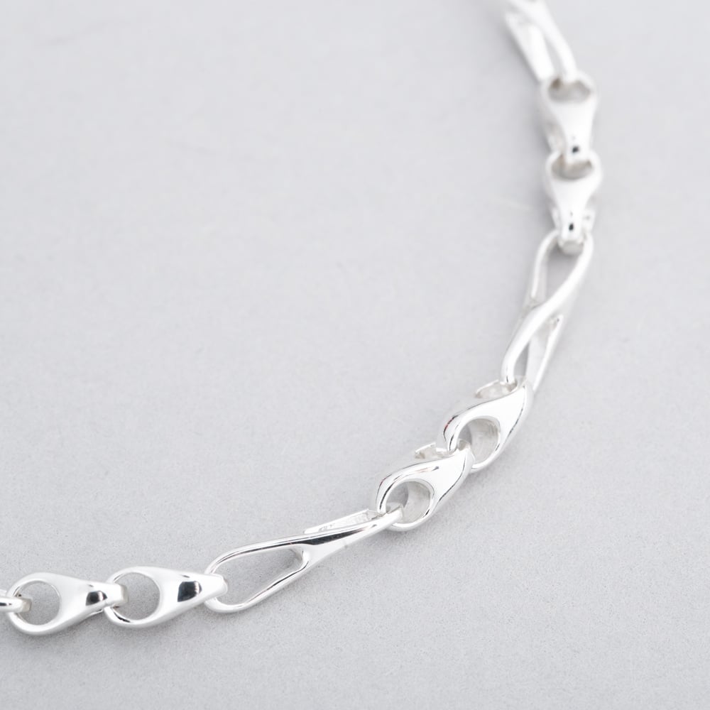 Argentium Silver 7.3 Inch Fancy Figaro Chain Bracelet ARG-943044-7.3