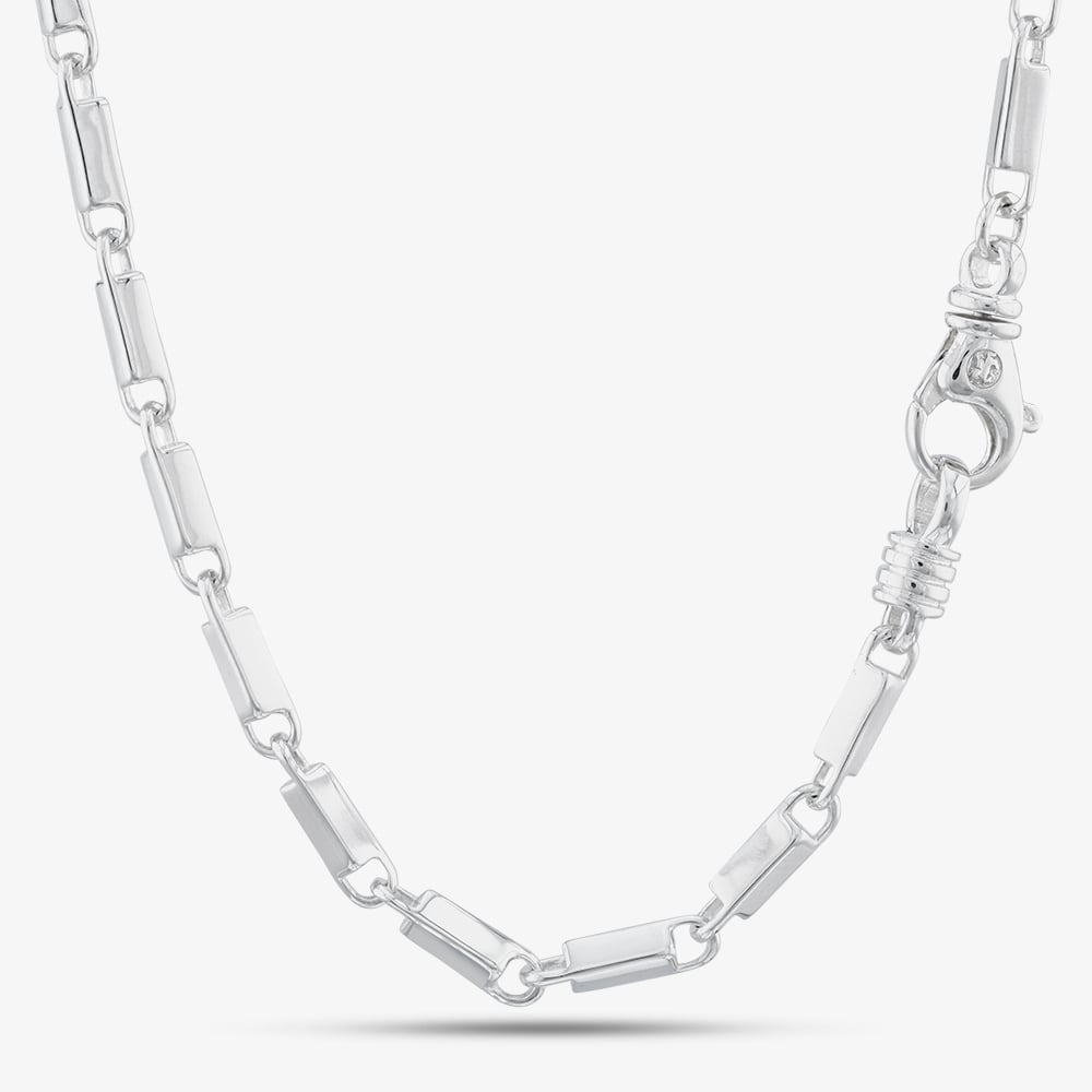 Argentium Silver 17.9 Inch Rectangle Bar Chain ARG-943041-17.9
