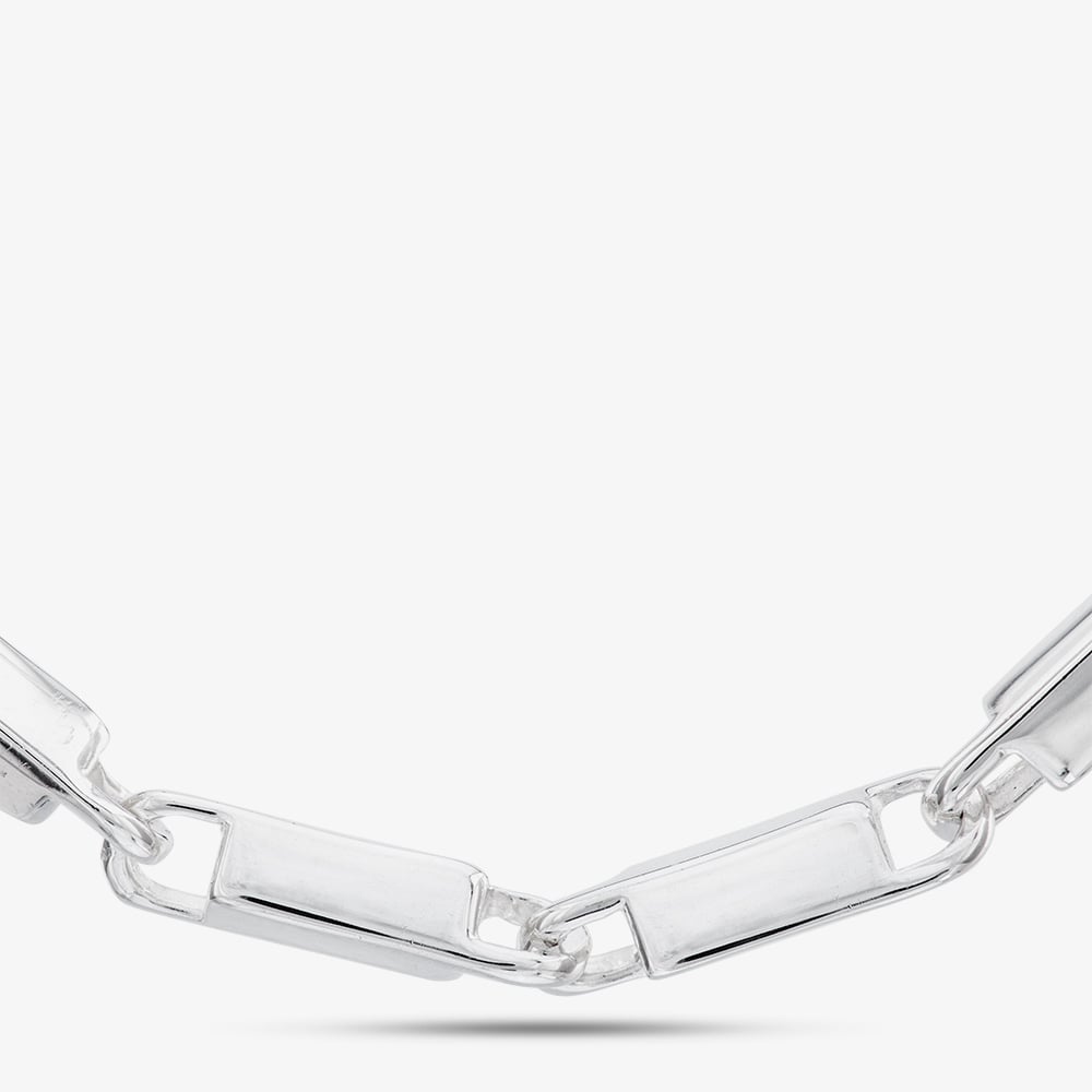 Argentium Silver 17.9 Inch Rectangle Bar Chain ARG-943041-17.9