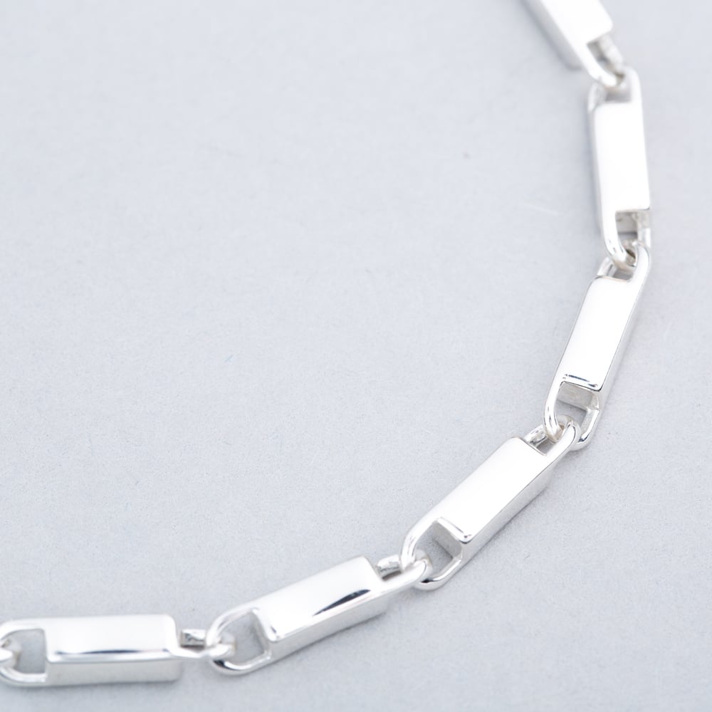 Argentium Silver 7.9 Inch Rectangle Bar Chain Bracelet ARG-943041-7.9