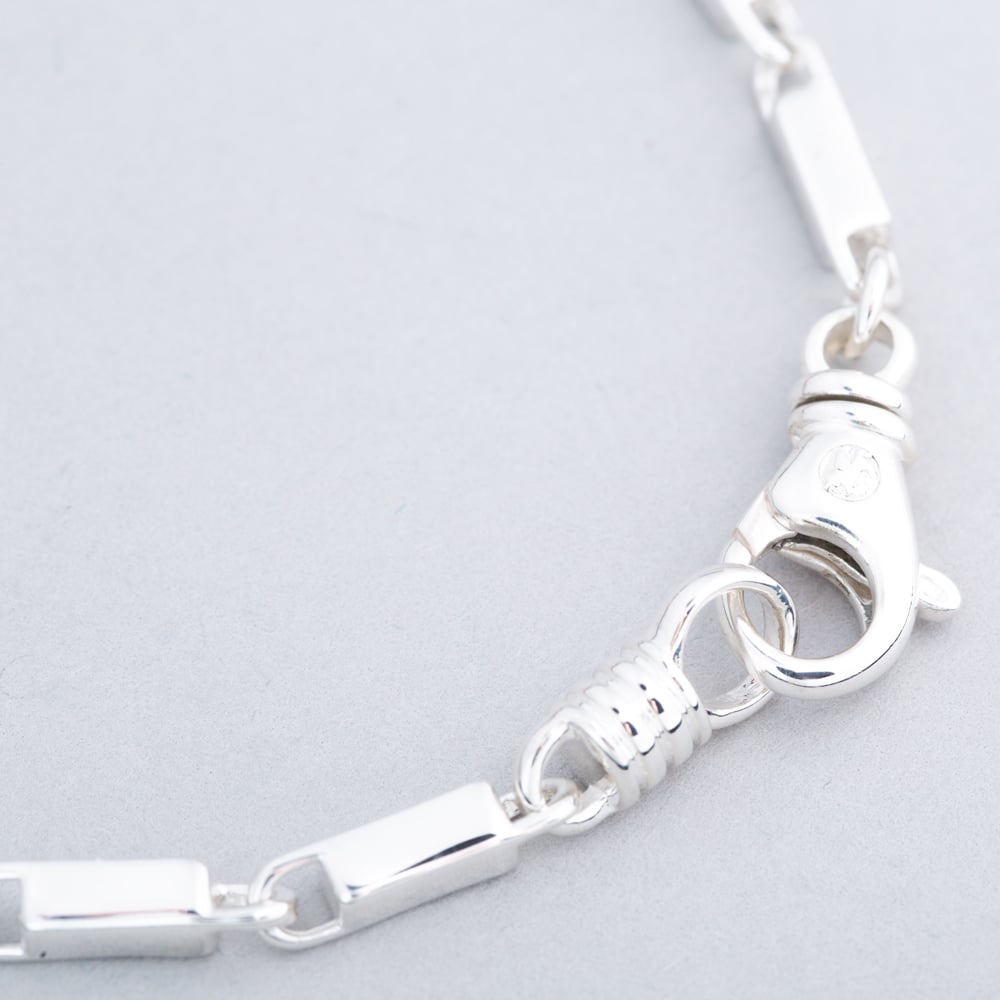 Argentium Silver 7.9 Inch Rectangle Bar Chain Bracelet ARG-943041-7.9