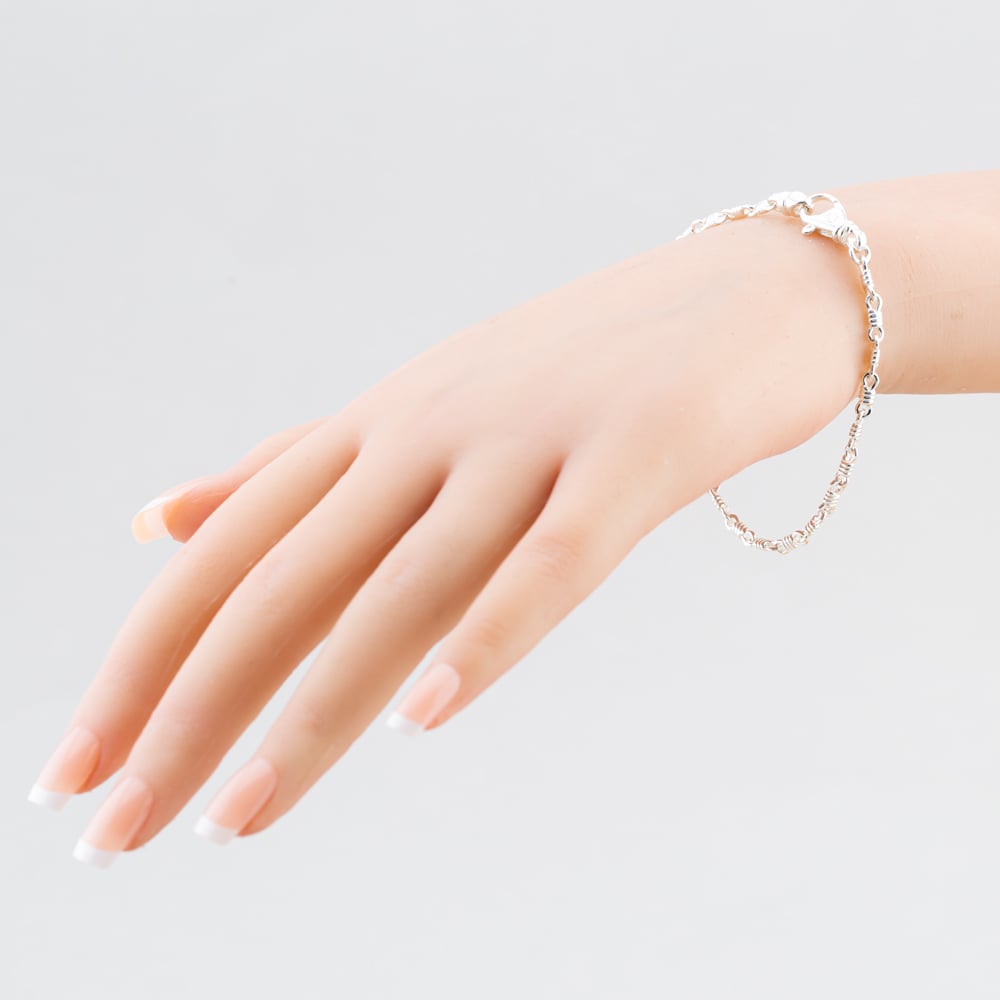 Argentium Silver 7.7 Inch Fancy Chain Bracelet ARG-943025-7.7