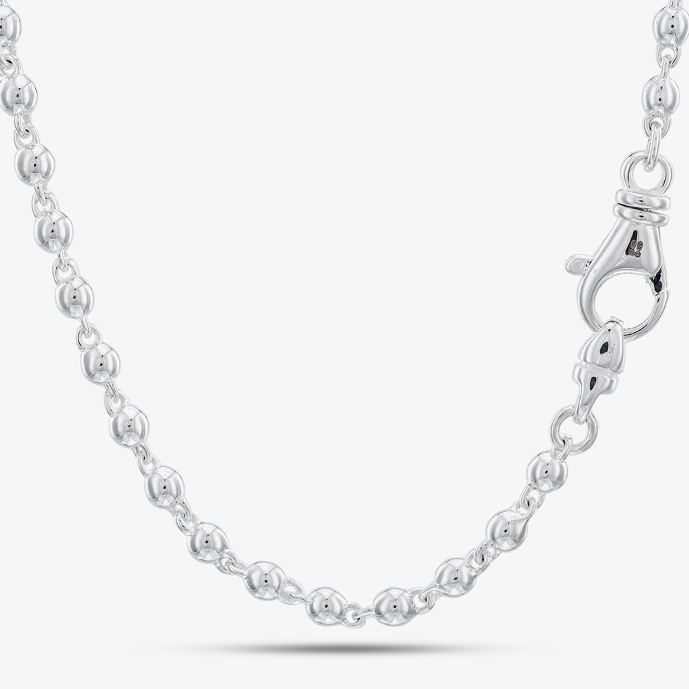 Argentium Silver 17.7 Inch Fancy Ball Chain Necklace ARG-943024-17.7