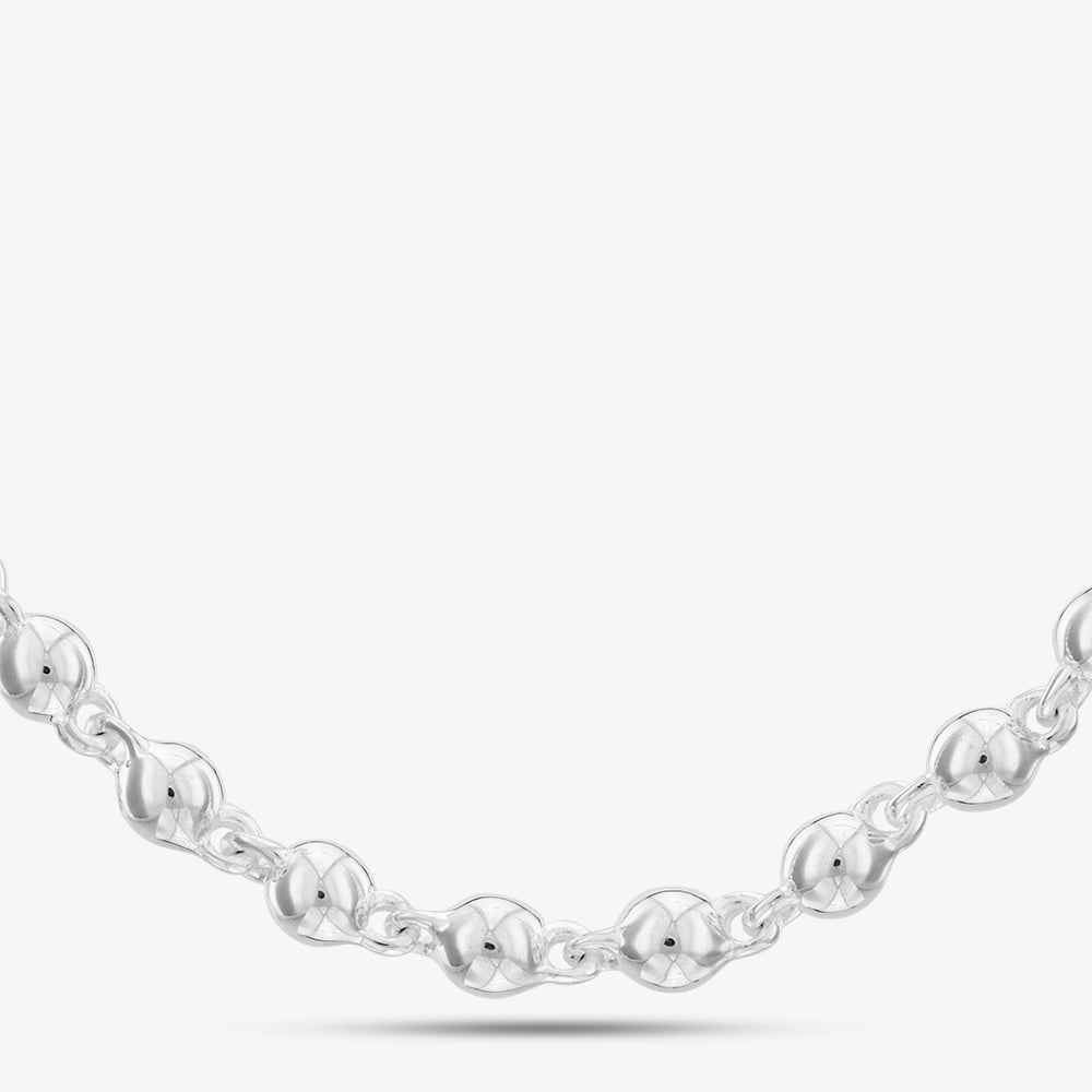 Argentium Silver 17.7 Inch Fancy Ball Chain Necklace ARG-943024-17.7