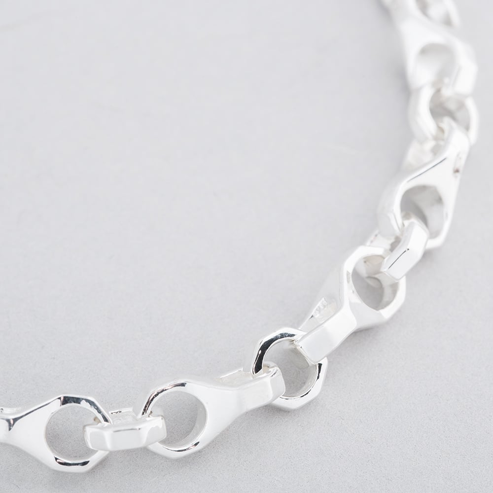 Argentium Silver 7.5 Inch Bolt Style Chain Bracelet ARG-943023-7.5