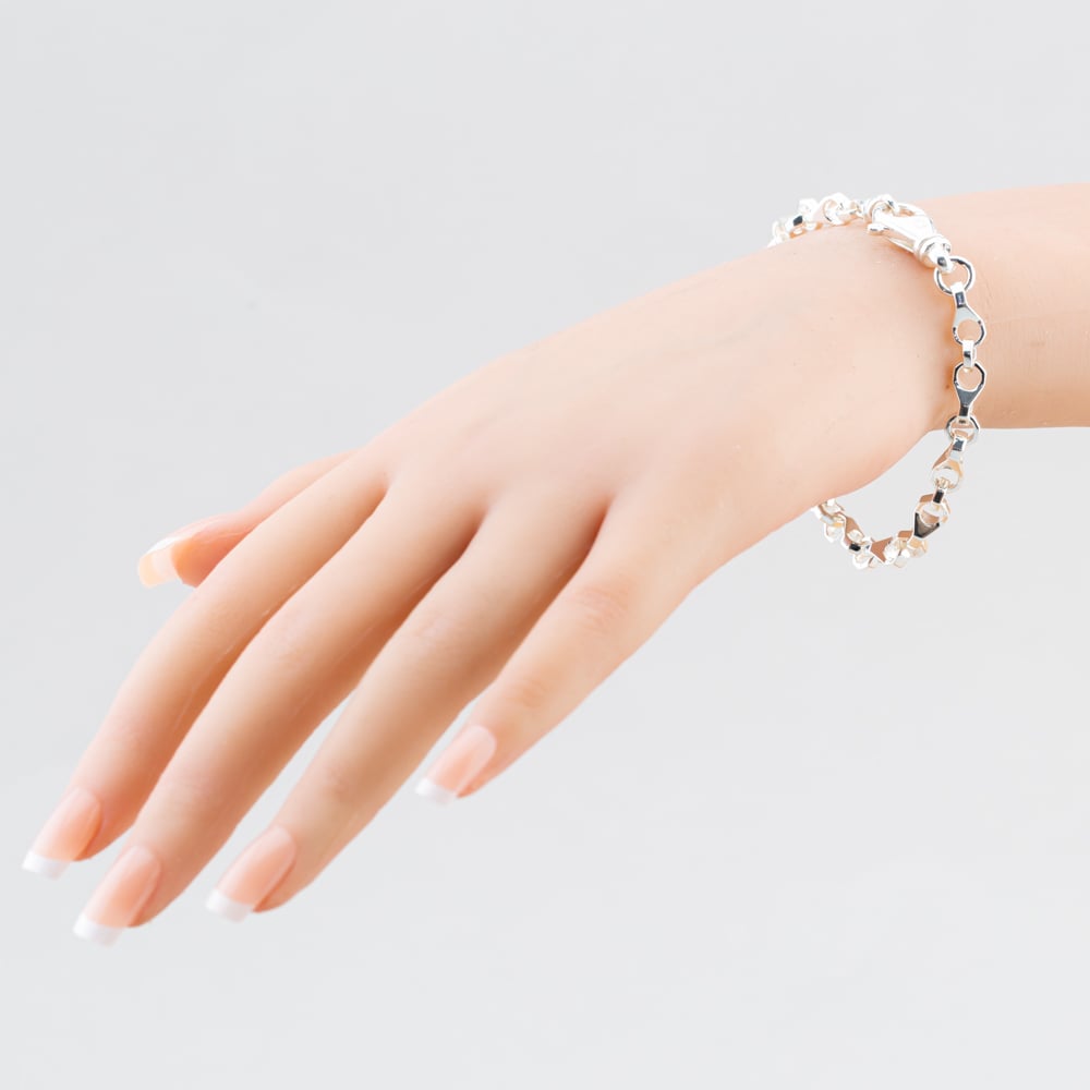 Argentium Silver 7.5 Inch Bolt Style Chain Bracelet ARG-943023-7.5