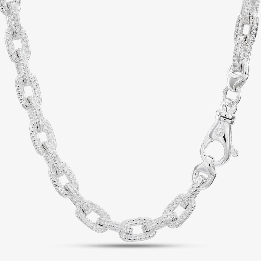 Argentium Silver 18 Inch Textured Link Chain ARG-94302-18
