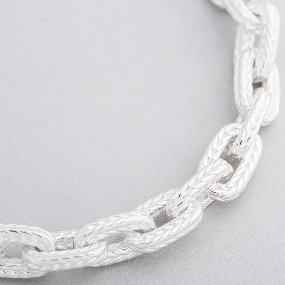 Argentium Silver 7.5 Inch Textured Link Chain Bracelet ARG-94302-7.5