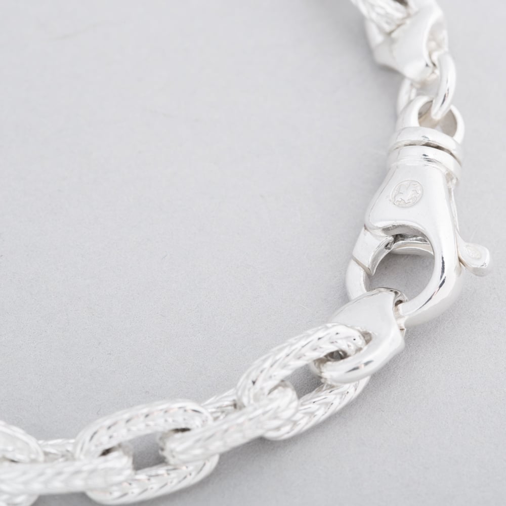 Argentium Silver 7.5 Inch Textured Link Chain Bracelet ARG-94302-7.5
