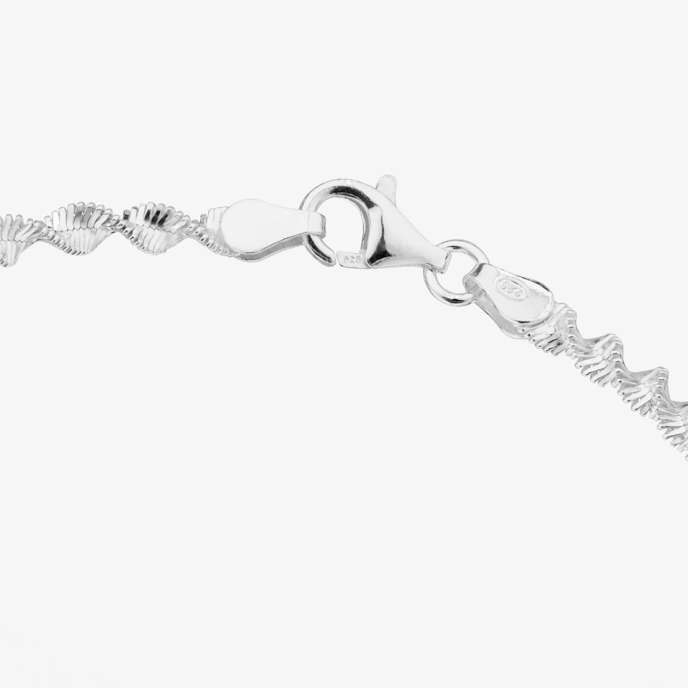 Sterling Silver 3.6mm Twisted Chain Bracelet B3022