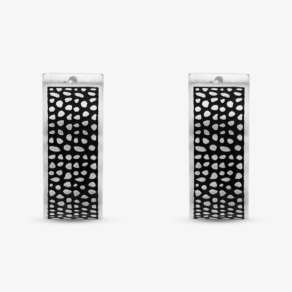 Bourne and Wilde Stainless Steel Reptile Pattern Creole Hoop Earrings OSE-6121S