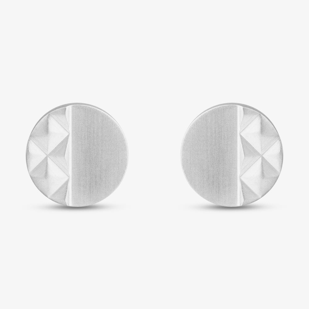 Bourne and Wilde Stainless Steel Round Pyramid Pattern Stud Earrings OSE-687S