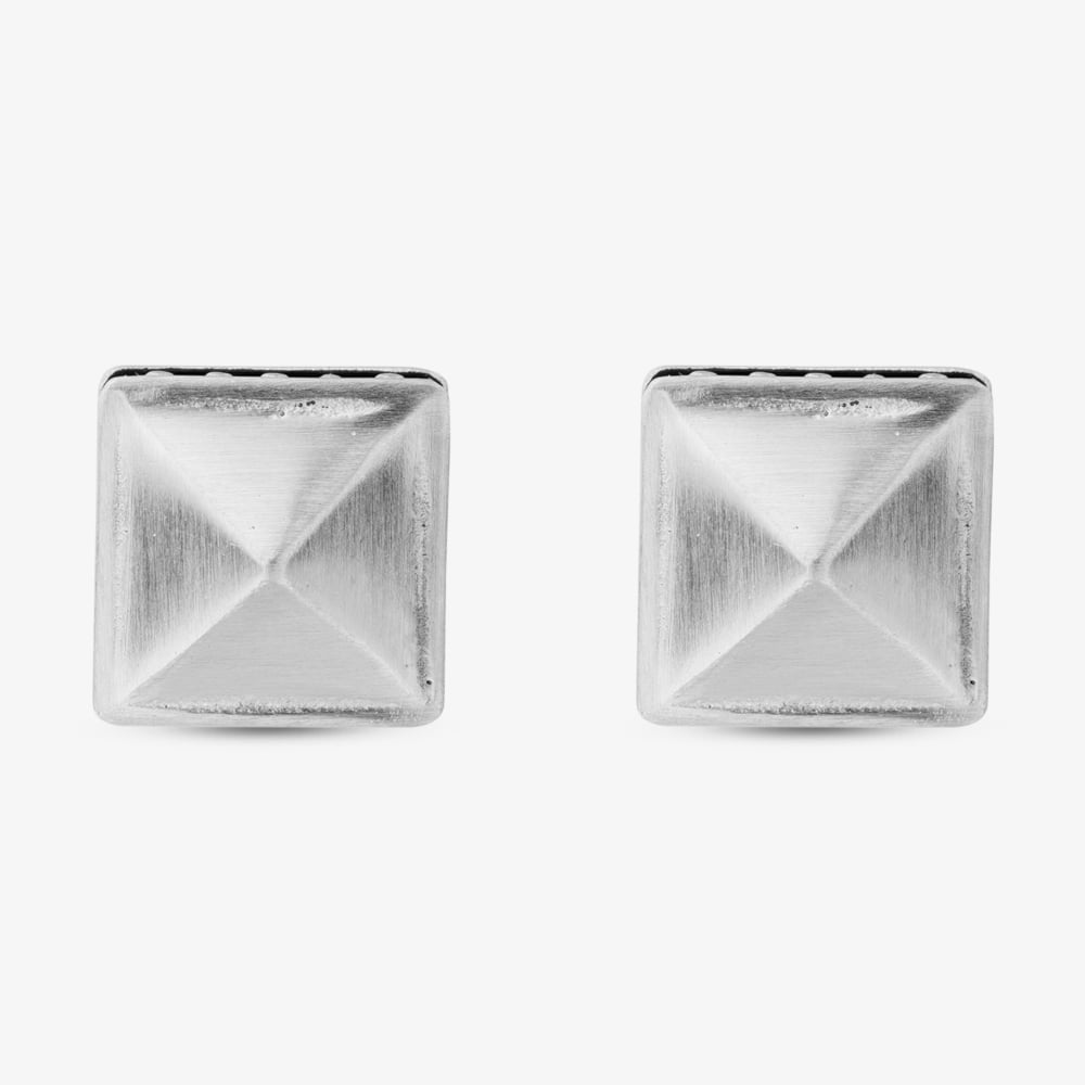 Bourne and Wilde Stainless Steel Square Pyramid Stud Earrings OSE-221S-MATT