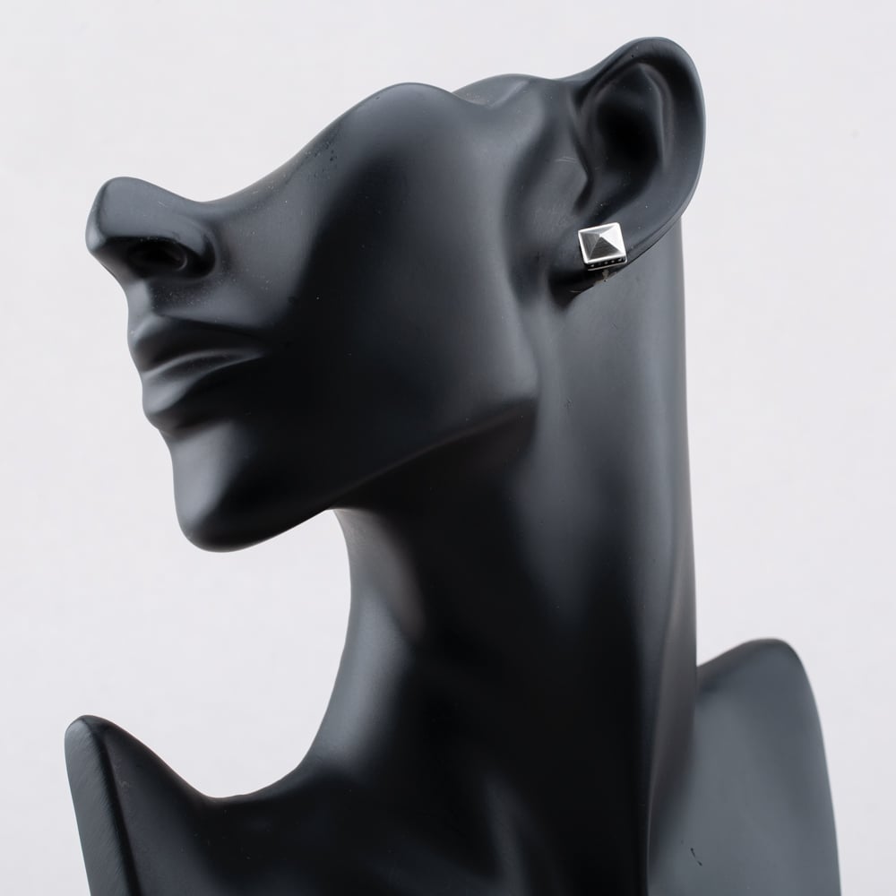 Bourne and Wilde Stainless Steel Square Pyramid Stud Earrings OSE-221S-MATT