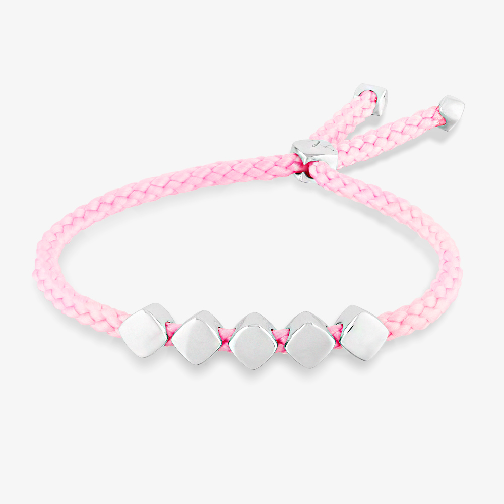 Product photograph of Rosa Lea Pink Cord Cube Toggle Bracelet Am-2thb034004 from The Jewel Hut