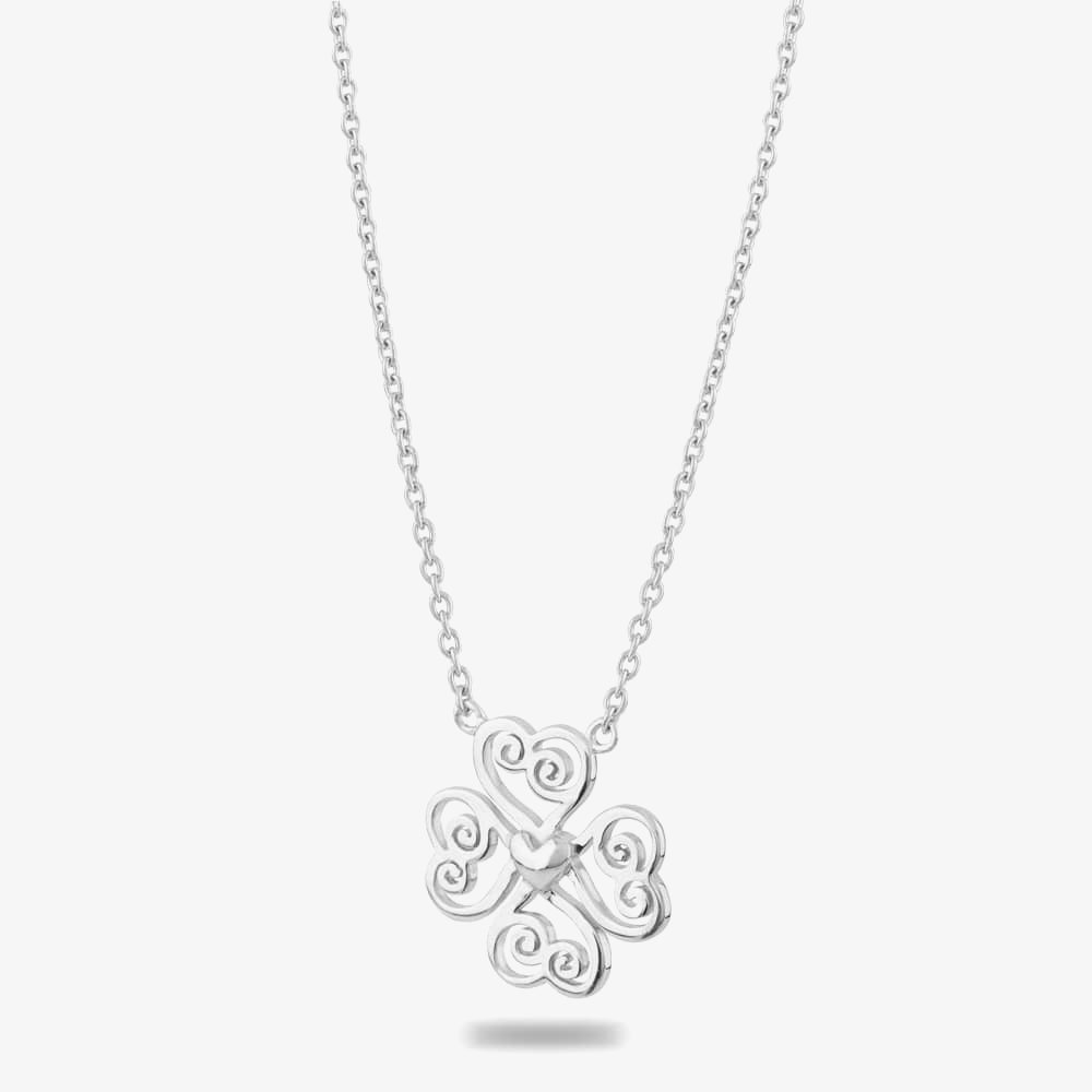 Product photograph of Rosa Lea Filigree Heart Four Leaf Clover Necklace Am-2thb010004 from The Jewel Hut