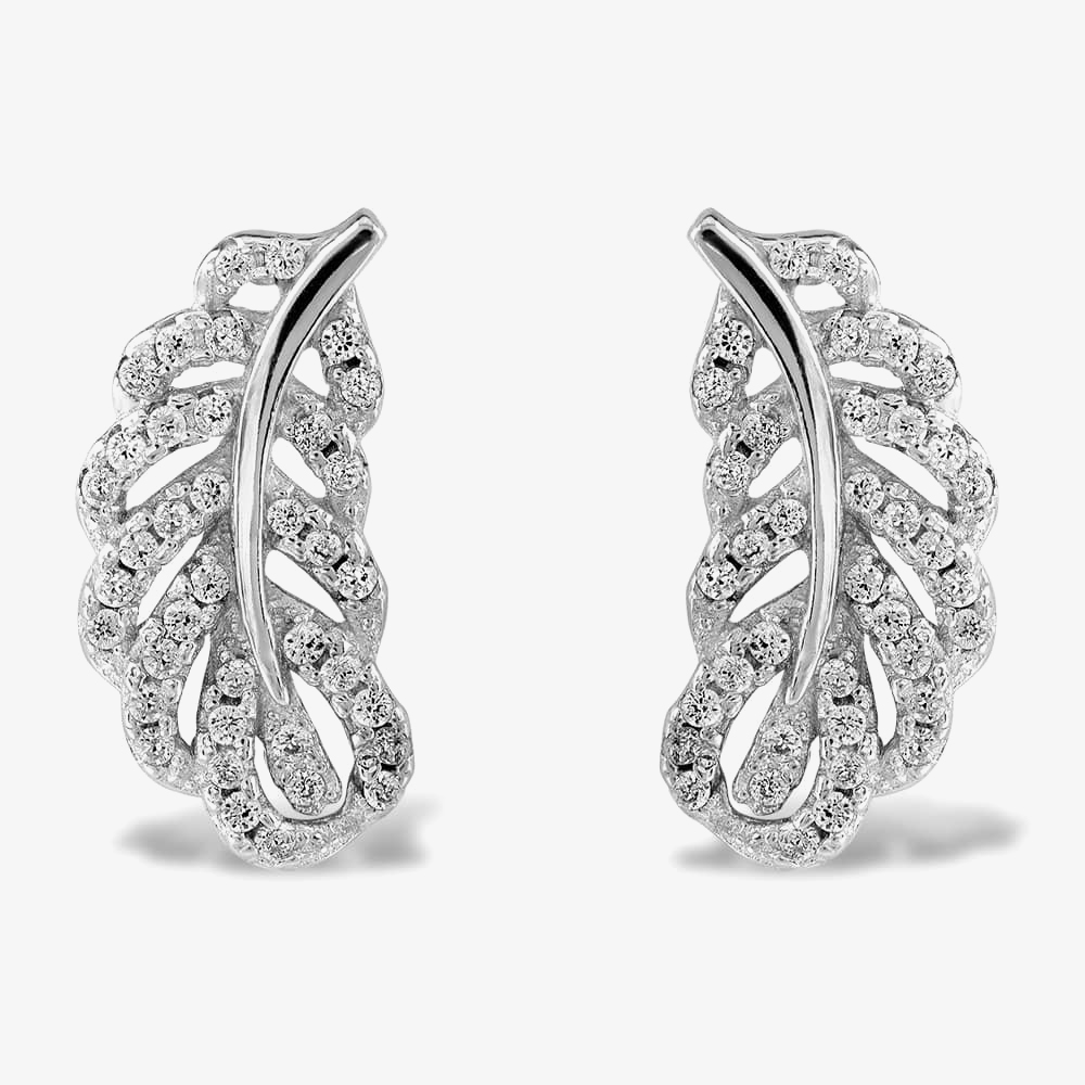 Rosa Lea Pave Leaf Stud Earrings AE-950730EA