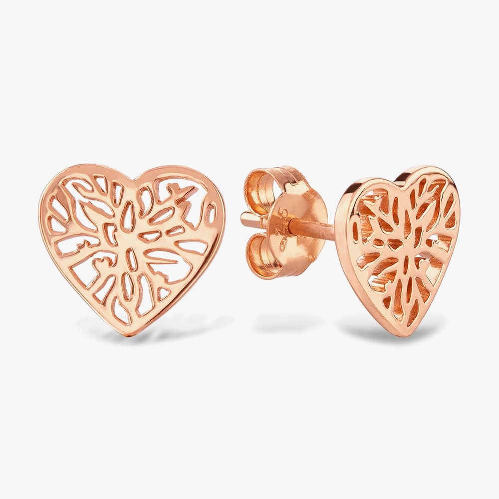 Rosa Lea Open Leaves Heart Stud Earrings AM-2THB010406