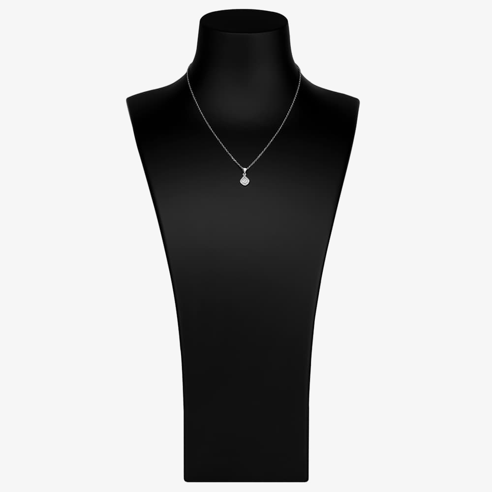 Silver Pavé Cushion Pendant and Earrings Set E610666+E610666-P