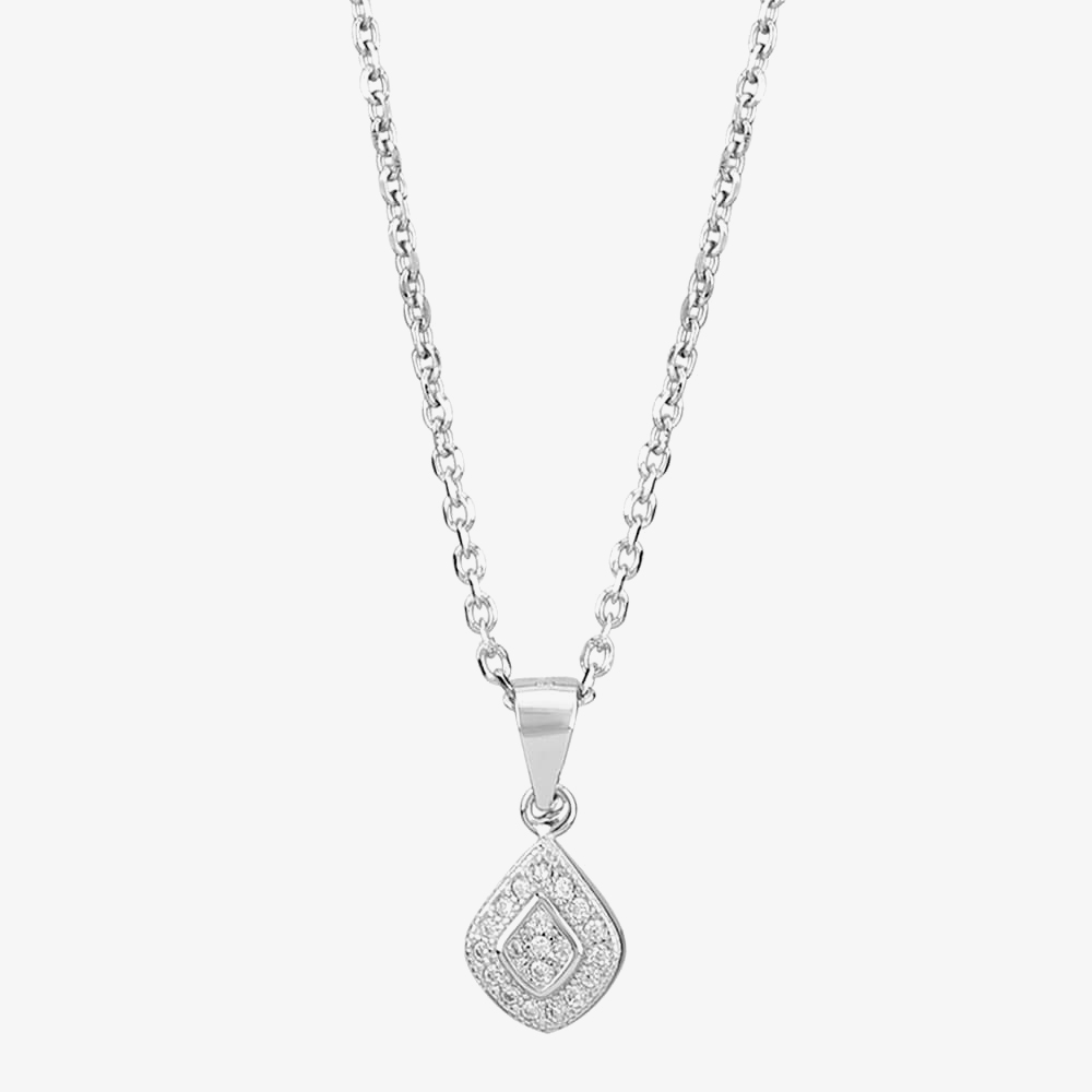 Silver Pavé Cushion Pendant and Earrings Set E610666+E610666-P
