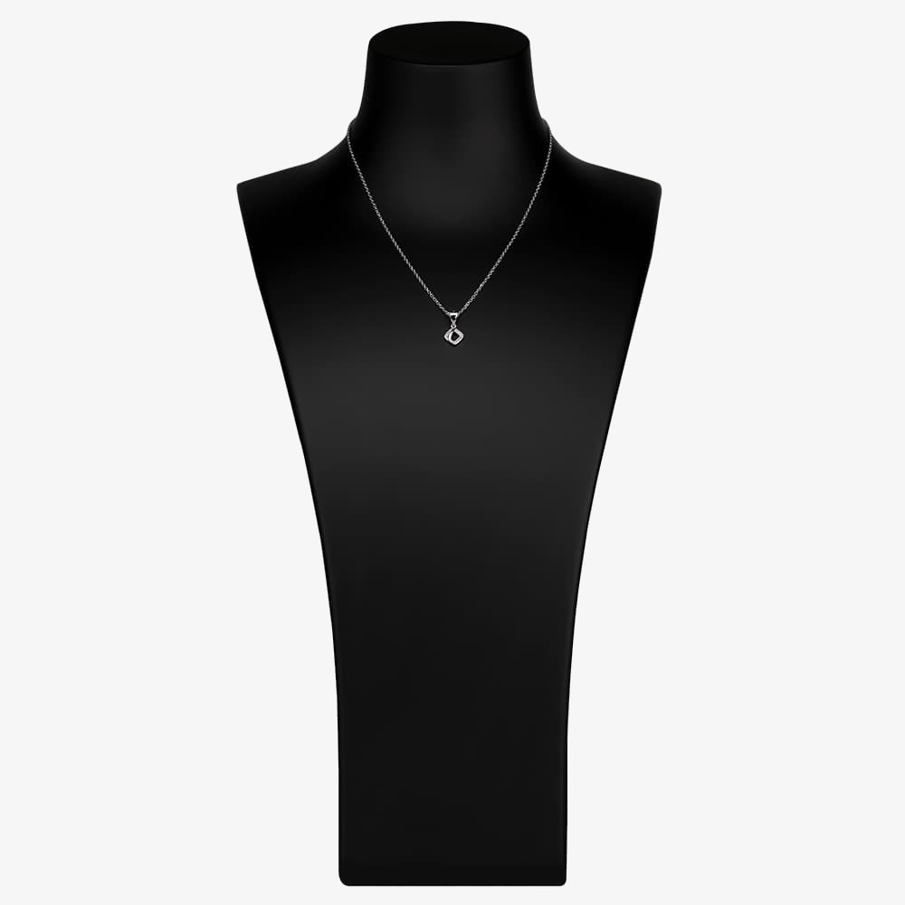 Silver Cubic Zirconia Open Square Pendant and Earring Set E610858+E610858-P