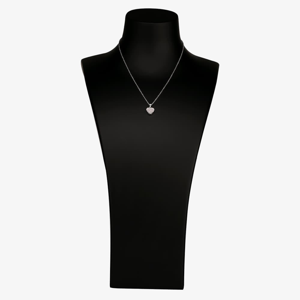 Silver Pavé Heart Pendant and Studs Set E611718+P611854