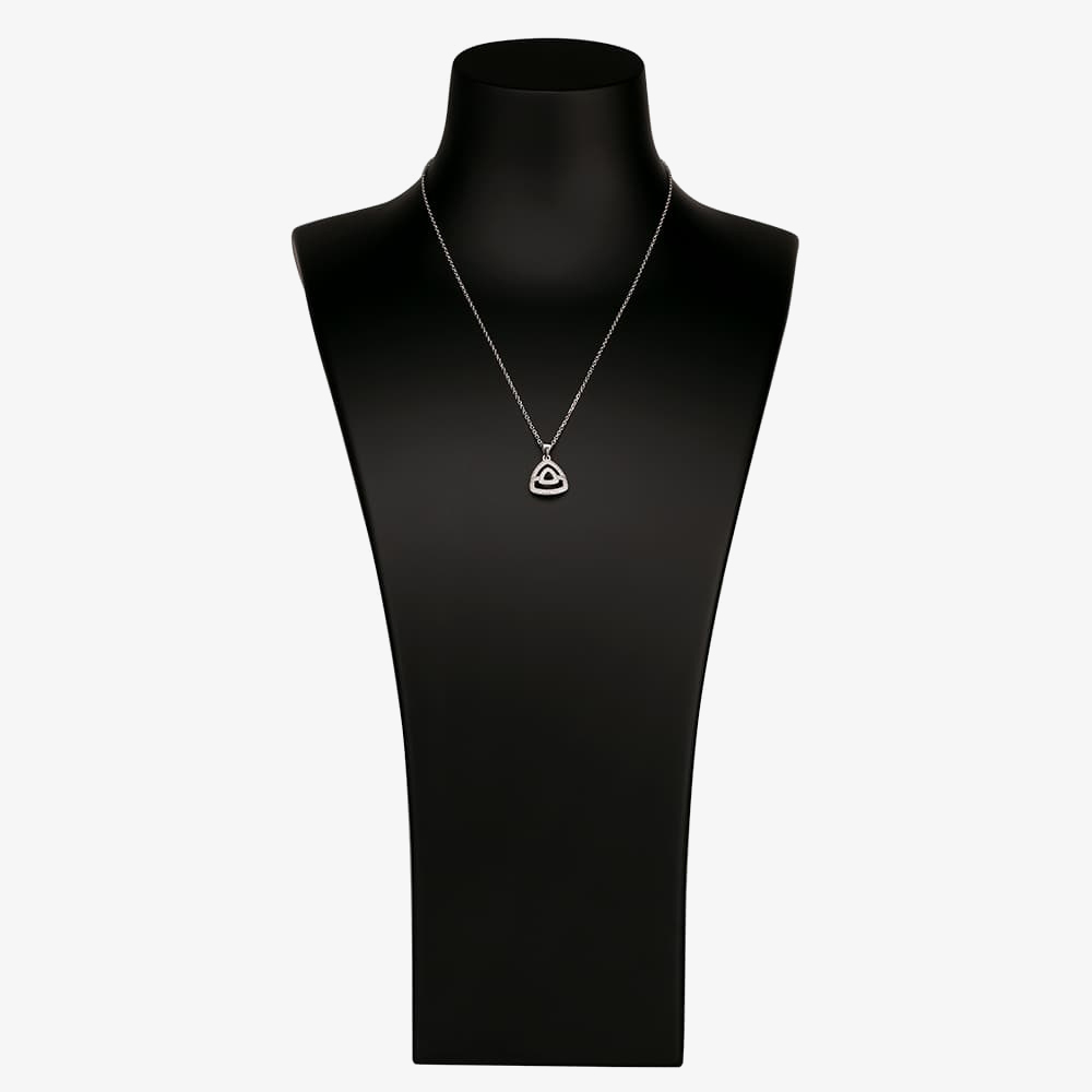 Silver Pavé Open Triangle Pendant and Earring Set E611952+P612148