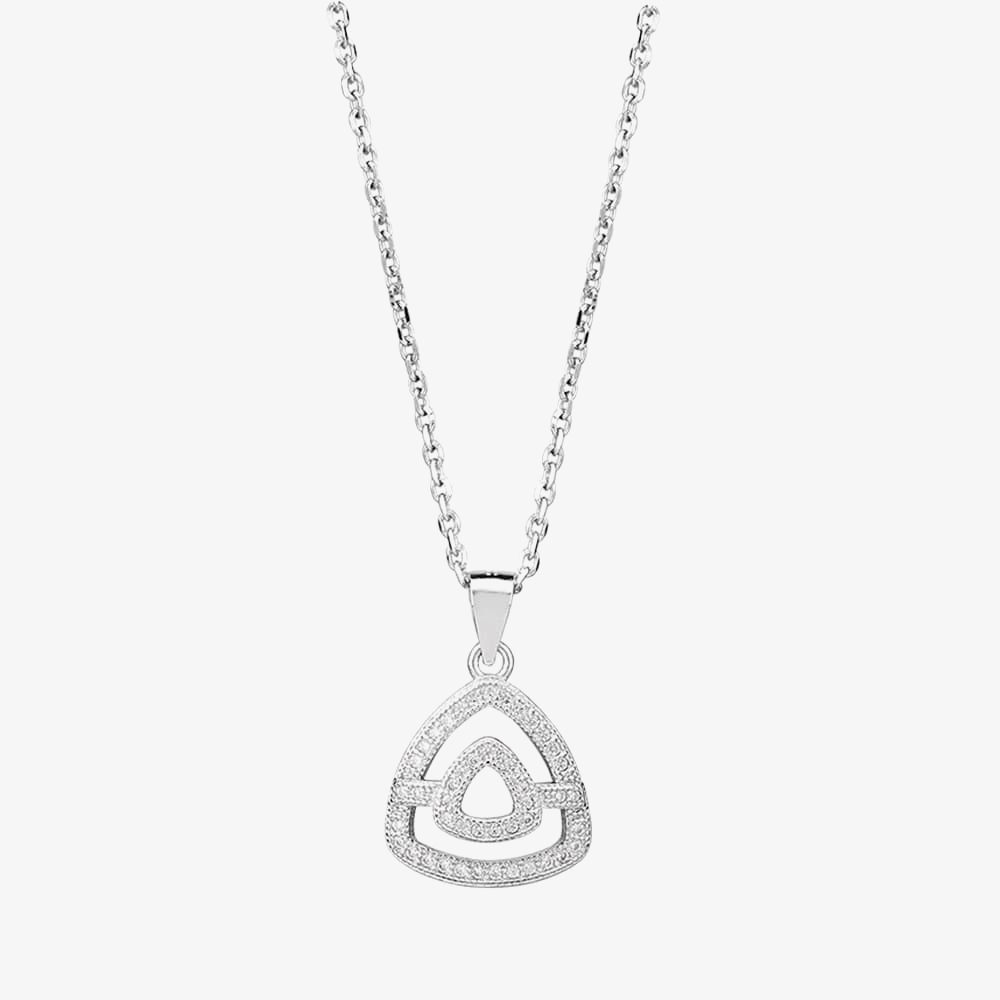 Silver Pavé Open Triangle Pendant and Earring Set E611952+P612148