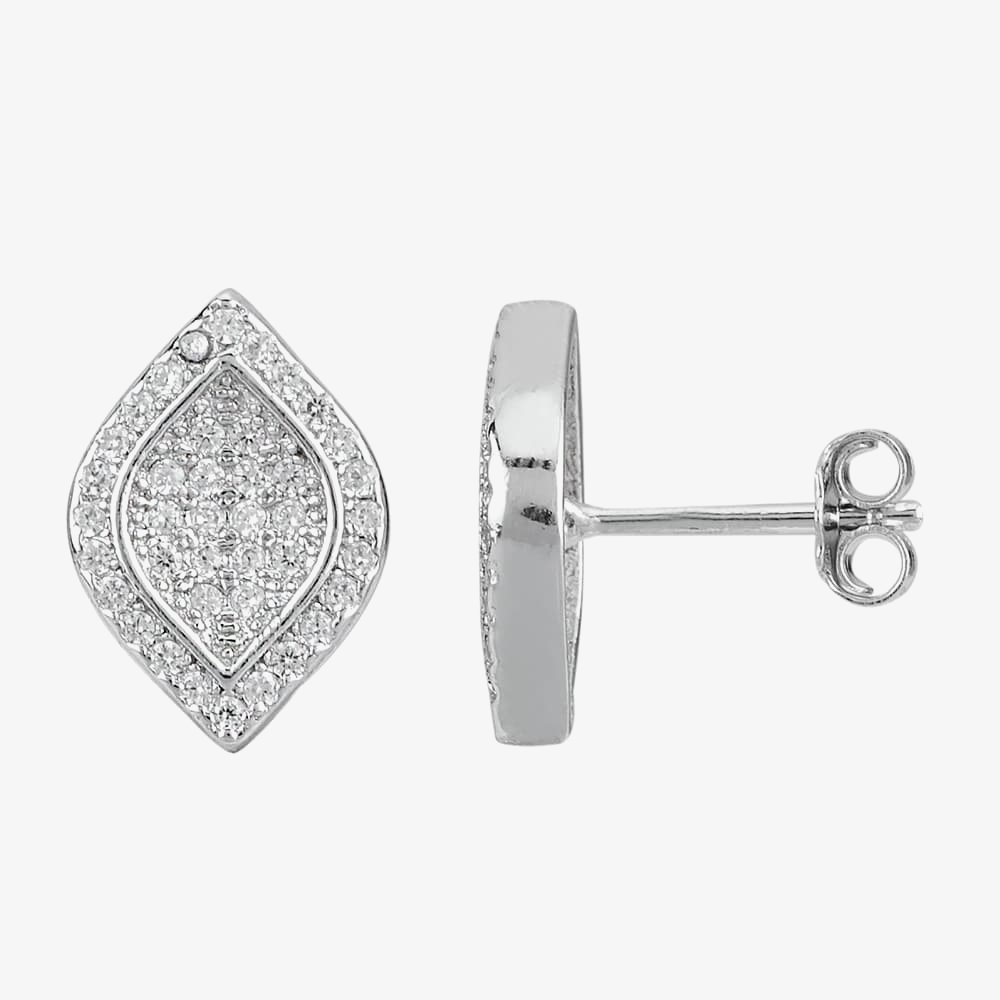 Silver Pavé Marquise Pendant and Earring Set E611511+P611526