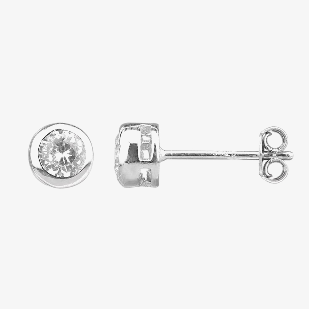 Silver Cubic Zirconia Bezel-set Pendant and Earring Set SET11215