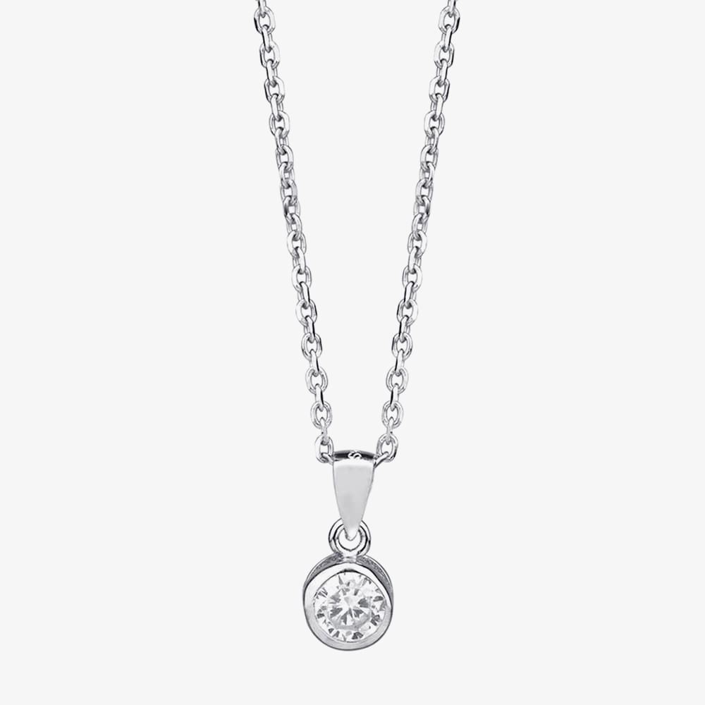 Silver Cubic Zirconia Bezel-set Pendant and Earring Set SET11215