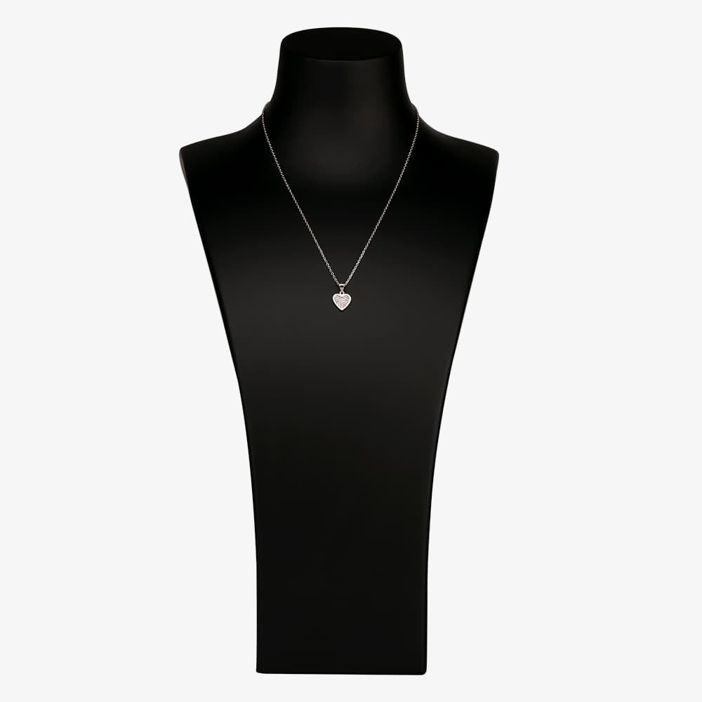 Silver Pave Heart Pendant and Earring Set SET7305
