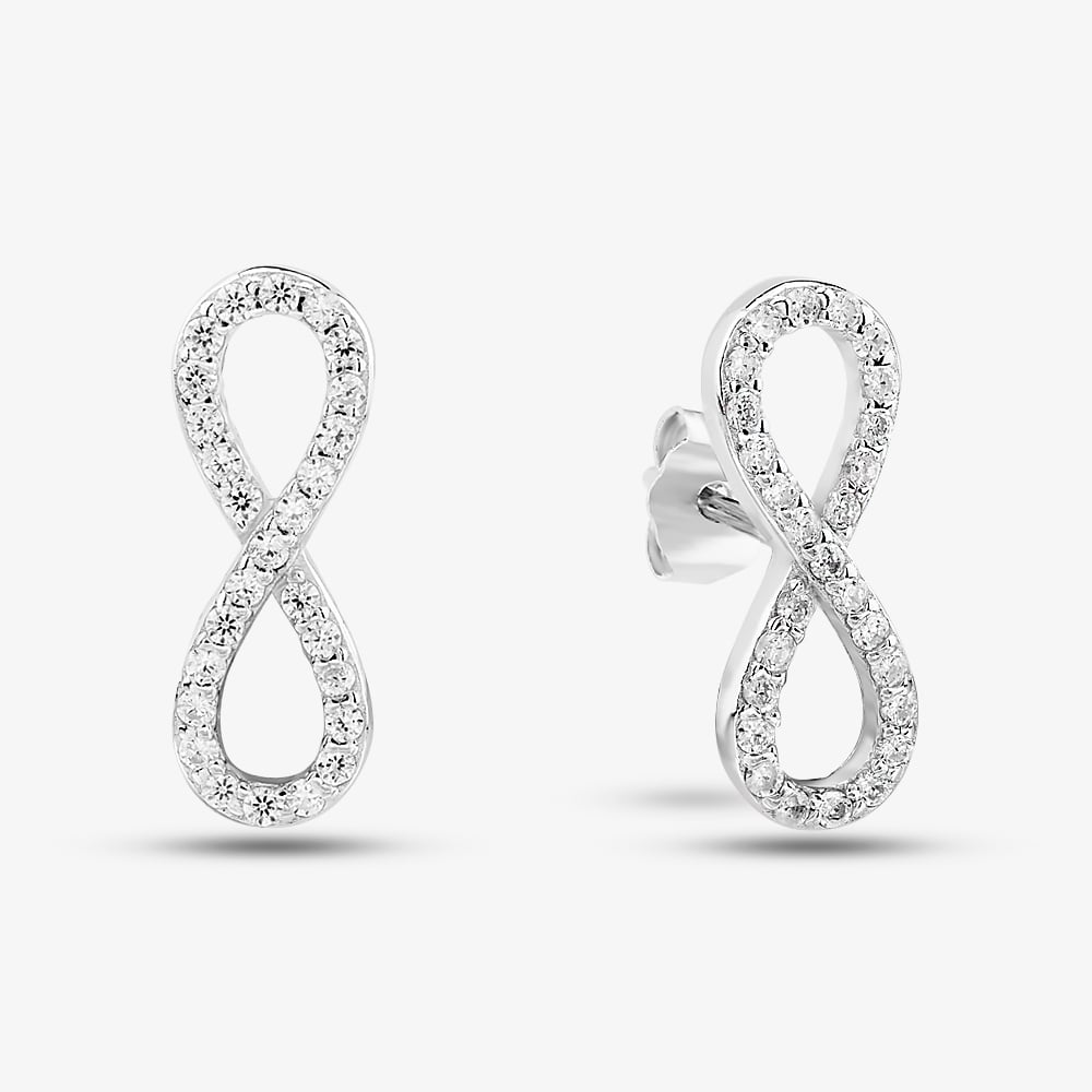Silver Cubic Zirconia Infinity Pendant & Earring Set SET9471