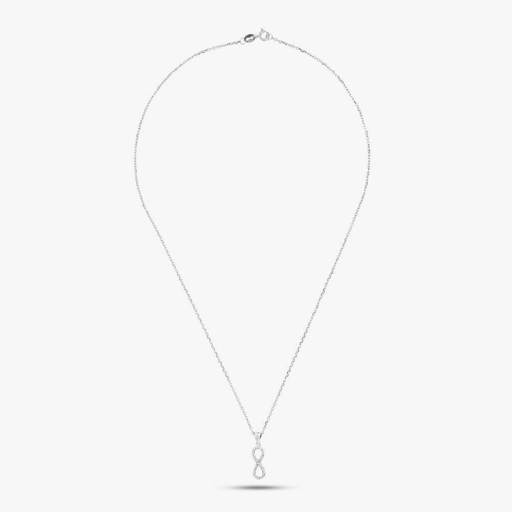 Silver Cubic Zirconia Infinity Pendant & Earring Set SET9471