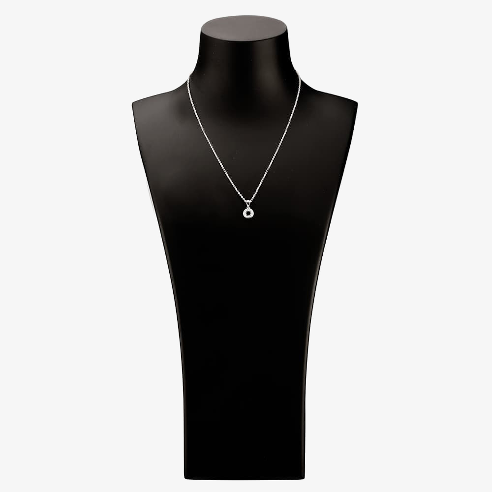Silver Cubic Zirconia Halo Pendant and Studs Set SET14439