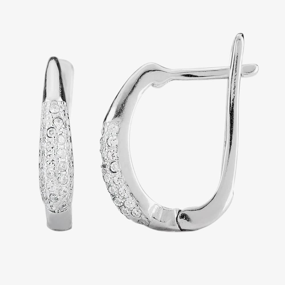 Silver Cubic Zirconia Graduated Pave Pendant and Earrings Set SET10172