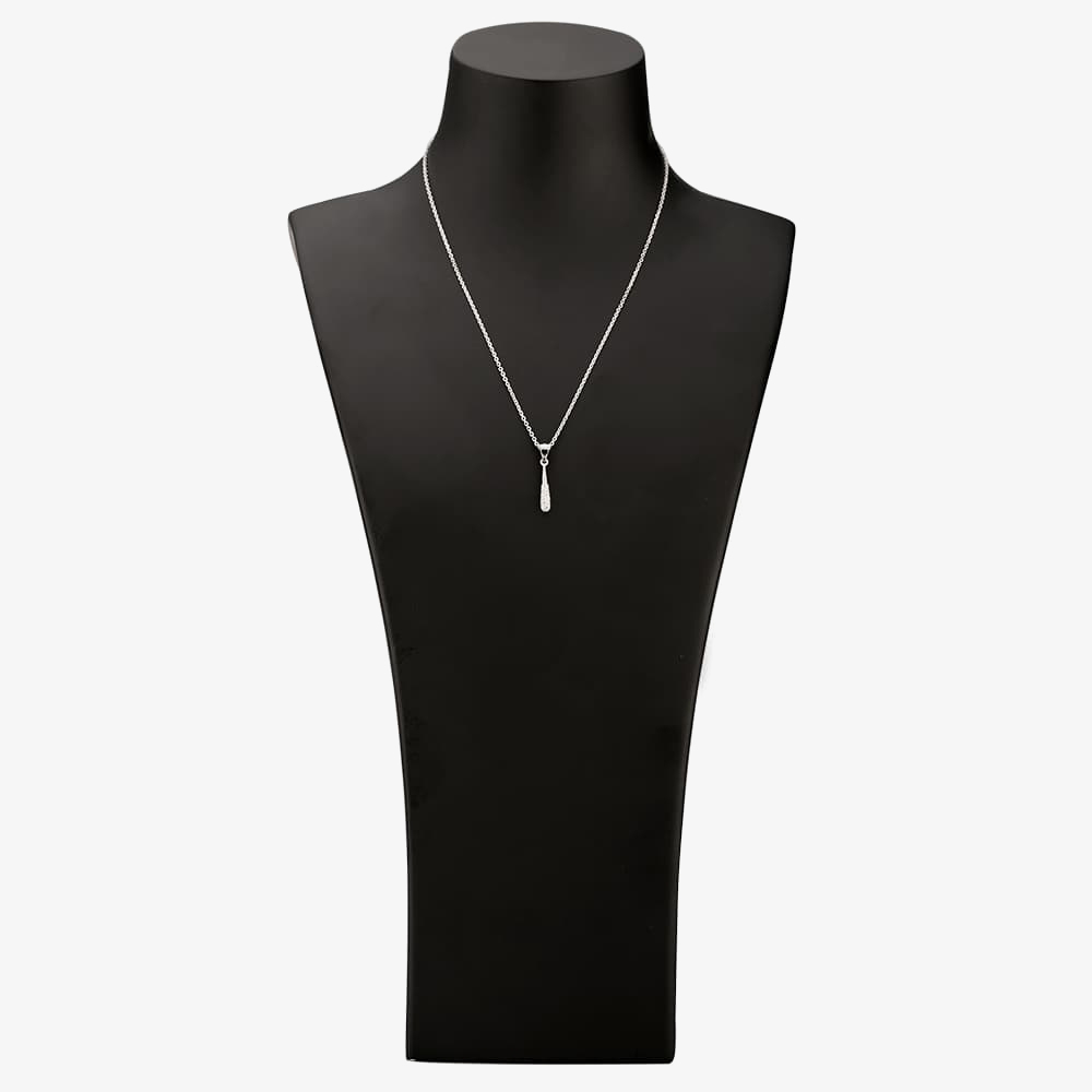 Silver Cubic Zirconia Graduated Pave Pendant and Earrings Set SET10172