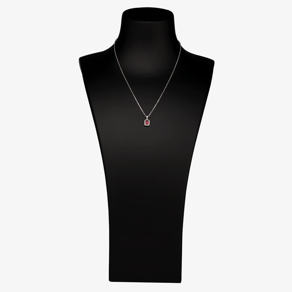 Silver Red Cubic Zirconia Baguette Pendant and Earring Set SET14195
