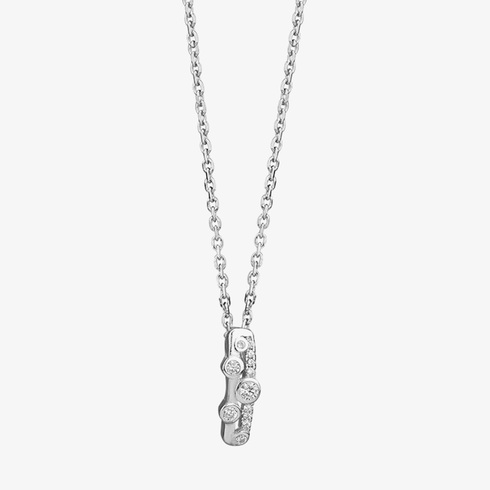 Silver Cubic Zirconia Twin Row Pendant and Earring Set SET11971